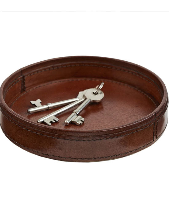 Round Leather Key Tray