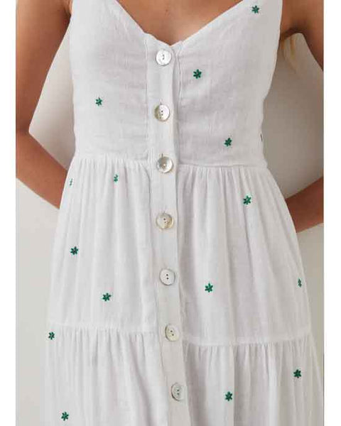 Violet Dress Green Daisy Embroidery